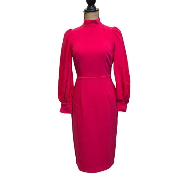 Sergio Hudson Barbie Pink Balloon Sleeve‎ Sheath Pencil Dress Size XS - Picture 2 of 7